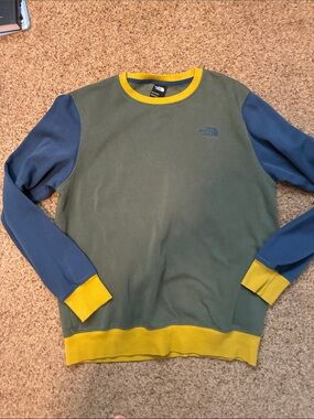The North Face Crewneck Sweater in Olive Green, Blue & Yellow